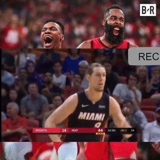 哈登26+14平纪录 火箭三分雨终结热火4连胜